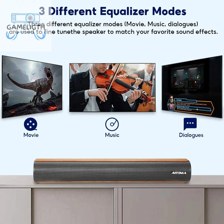 AIYIMA S04D 19 Inch 120W Soundbar Wireless Subwoofer For TV Bluetooth 2.0 Channel 3D Surround Sound Bar Speakers Home Theater GamesLigth
