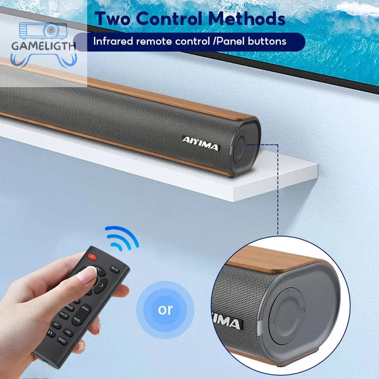 AIYIMA S04D 19 Inch 120W Soundbar Wireless Subwoofer For TV Bluetooth 2.0 Channel 3D Surround Sound Bar Speakers Home Theater GamesLigth