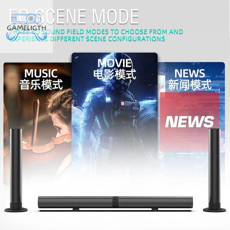 FM Soundbar TV Bluetooth Speakers HDMI/AUX/BT/OPT Connections Soundbars with 2-in-1 Detachable Home Cinema Shengba Sound System GamesLigth