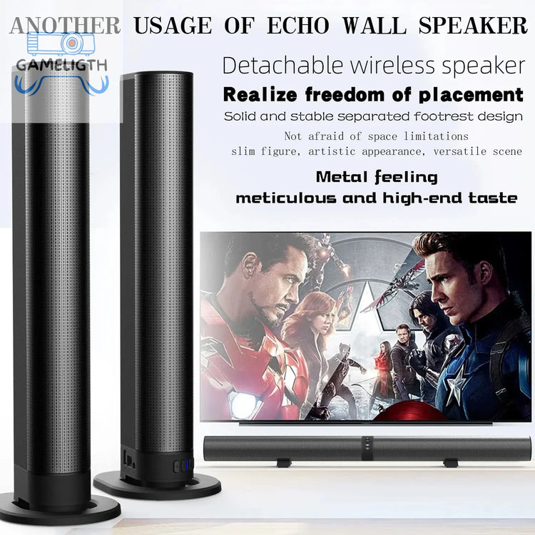FM Soundbar TV Bluetooth Speakers HDMI/AUX/BT/OPT Connections Soundbars with 2-in-1 Detachable Home Cinema Shengba Sound System GamesLigth