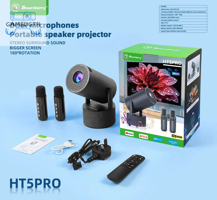 KaiAqua 4K Wifi6 Projector Android 11 260 ANSI Dual WIFI Allwinner H713 BT5.0 1280*720P Home Cinema Outdoor portable HT88 Pro GamesLigth