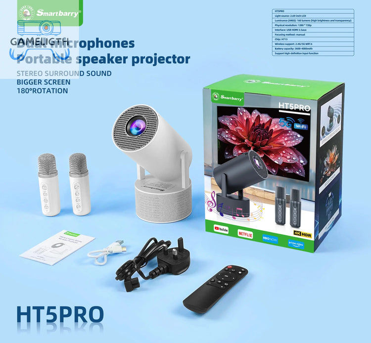 KaiAqua 4K Wifi6 Projector Android 11 260 ANSI Dual WIFI Allwinner H713 BT5.0 1280*720P Home Cinema Outdoor portable HT88 Pro GamesLigth