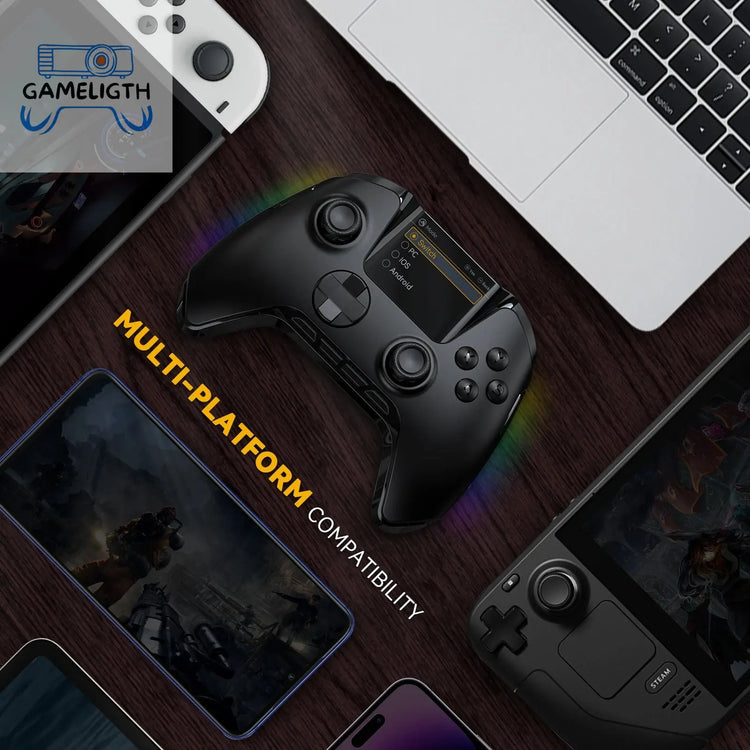 Mamba One V2 Screen Interactive Wireless Gaming Controller for iOS/Android/Switch/PC Hall Effect,1800mAh with Charging Dock GamesLigth