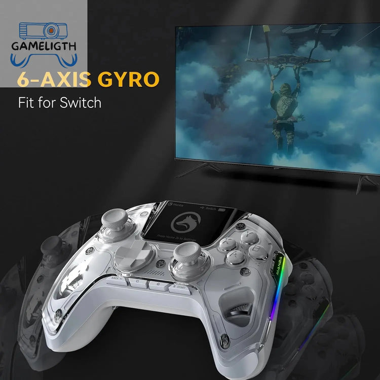 Mamba One V2 Screen Interactive Wireless Gaming Controller for iOS/Android/Switch/PC Hall Effect,1800mAh with Charging Dock GamesLigth