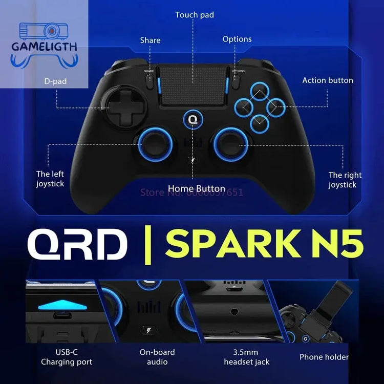 Qrd Spark N5 Game Controller Wireless/Wired Dual Hall Linear Effect Joystick Trigger For Nintend Switch/Pc/Ps4/Ps3/Phone Handle GamesLigth