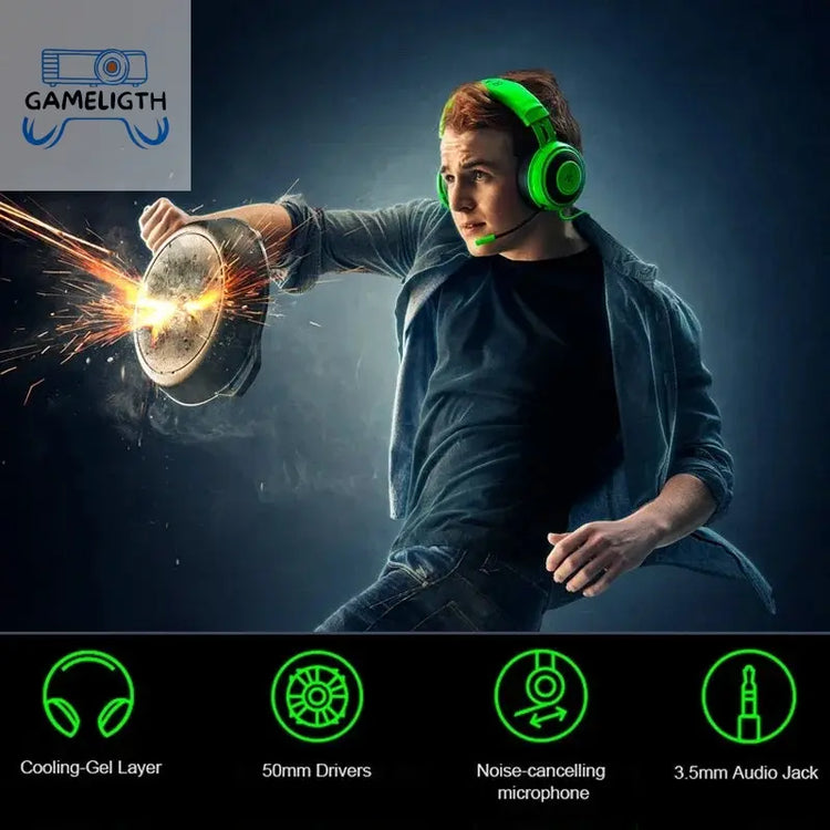Razer Kraken Pro V2 Gaming Headset Headphone for Wired Headphones Microphone 7.1 Surround Sound for Xbox One PS4 Gamer Earphone GamesLigth