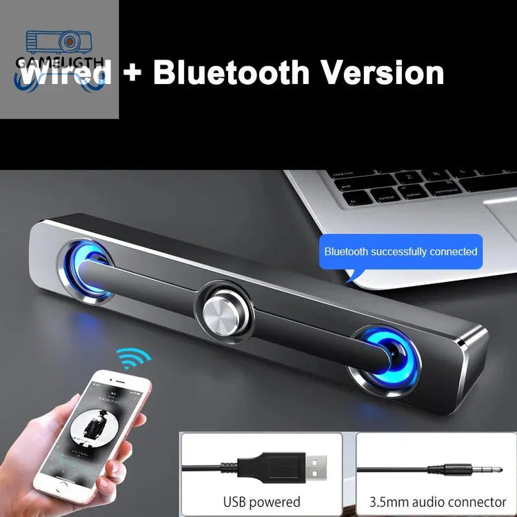 Salange Bluetooth Speaker SoundBar Wireless / Wired Stereo Speakers For Projector TV PC Laptop Computer Subwoofer Home Theater GamesLigth