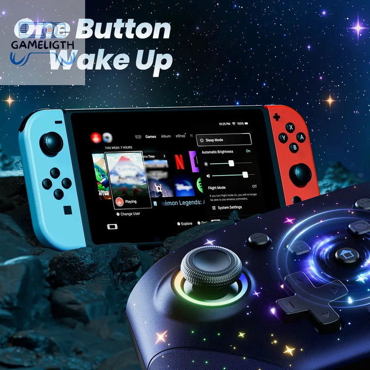Switch Controller, LED Star Wireless Pro Controller for Switch/Lite/OLED, Multi-Platform Windows PC/IOS/Android Controller with GamesLigth