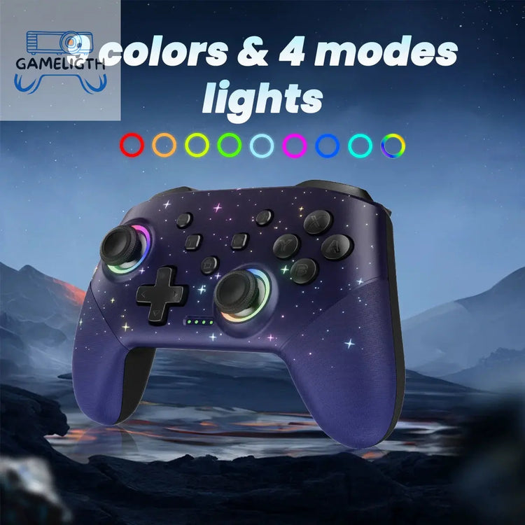 Switch Controller, LED Star Wireless Pro Controller for Switch/Lite/OLED, Multi-Platform Windows PC/IOS/Android Controller with GamesLigth