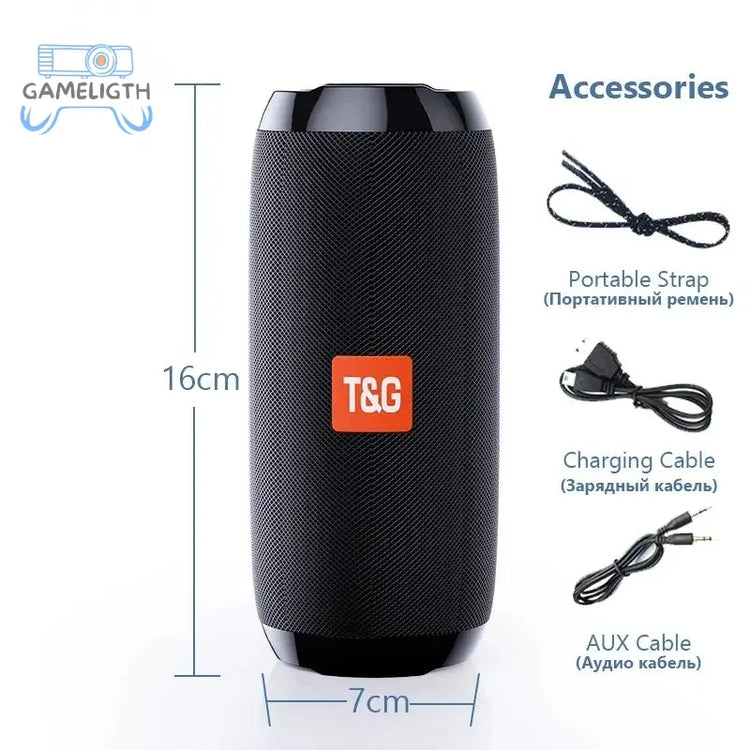 T&G TG117 Portable Bluetooth Speaker Outdoor Wireless Woofer Free Call /FM/TF Card/USB Flash Drive Connect Mobile Phone/Tablet GamesLigth