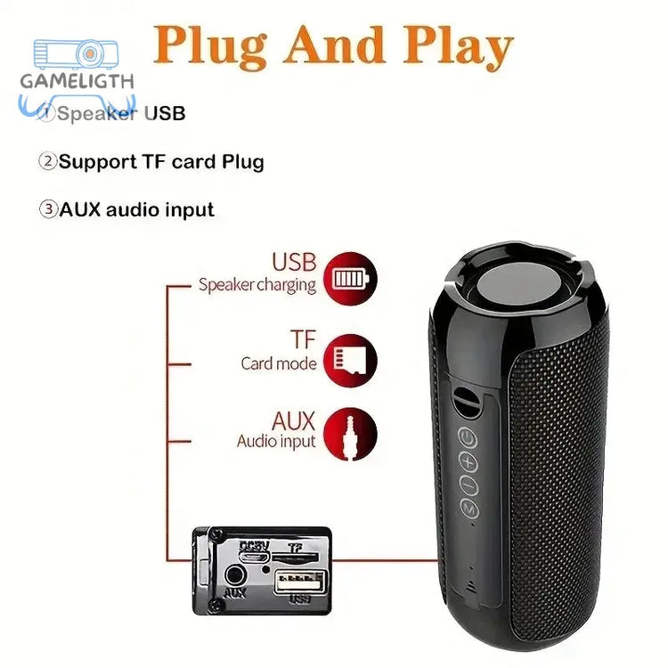 T&G TG117 Portable Bluetooth Speaker Outdoor Wireless Woofer Free Call /FM/TF Card/USB Flash Drive Connect Mobile Phone/Tablet GamesLigth