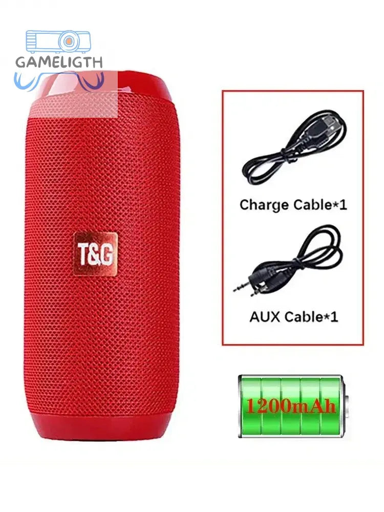T&G TG117 Portable Bluetooth Speaker Outdoor Wireless Woofer Free Call /FM/TF Card/USB Flash Drive Connect Mobile Phone/Tablet GamesLigth