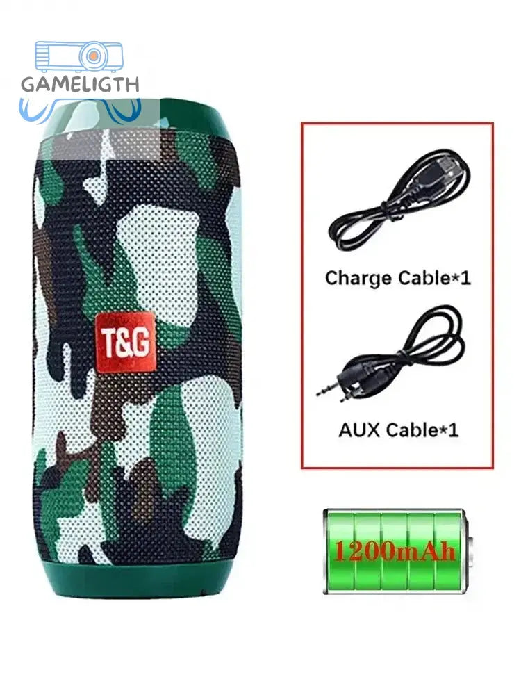 T&G TG117 Portable Bluetooth Speaker Outdoor Wireless Woofer Free Call /FM/TF Card/USB Flash Drive Connect Mobile Phone/Tablet GamesLigth