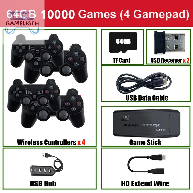 Video Game Console 64G Built-in 20000 Games Retro handheld Game Console Wireless Controller Game Player For Children Xmas Gifts GamesLigth