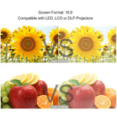 HD Portable Projector Screen 16:9 Foldable Durable Wall Mounted for Outdoor/Indoor 60 70 80 100 120 Inches GamesLigth