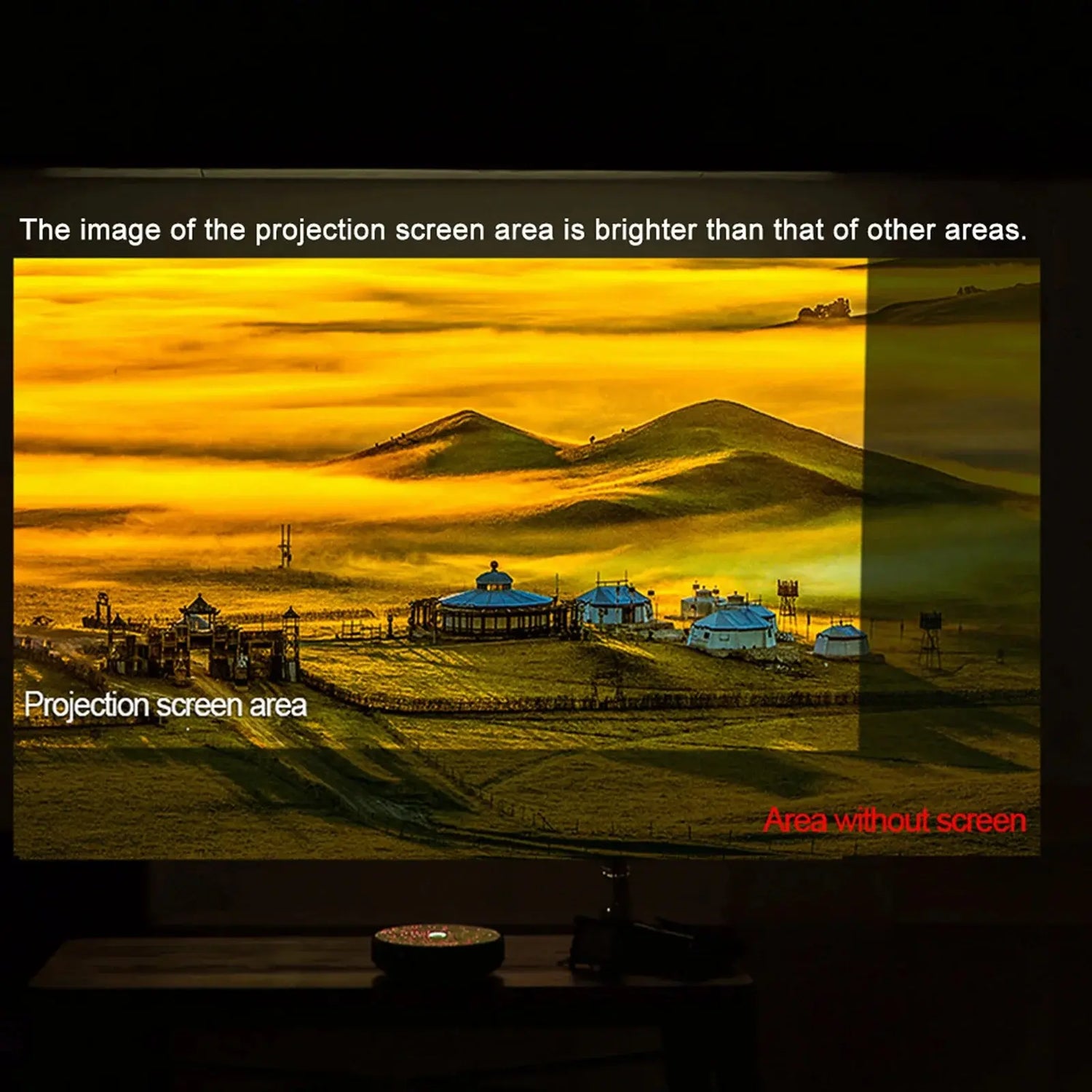HD Portable Projector Screen 16:9 Foldable Durable Wall Mounted for Outdoor/Indoor 60 70 80 100 120 Inches GamesLigth