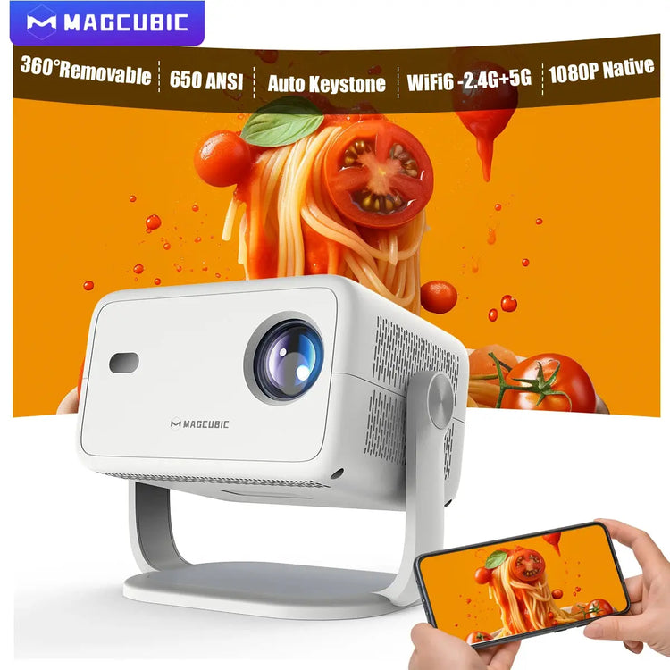 Magcubic 4K L018 Android11 Projector 650ANSI Native 1080P Auto Focus & Keystone BT5.2 WIFI6 Allwinner H713 Portable 360° Rotate GamesLigth