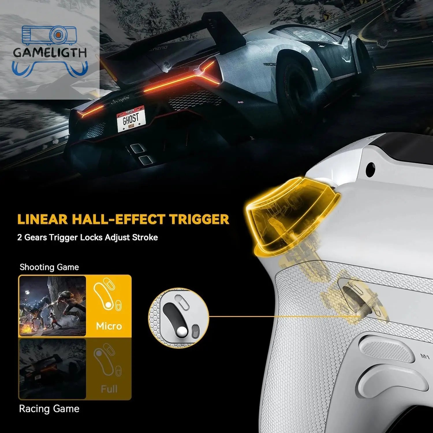 Mamba One V2 Screen Interactive Wireless Gaming Controller for iOS/Android/Switch/PC  Hall Effect,1800mAh with Charging Dock GamesLigth