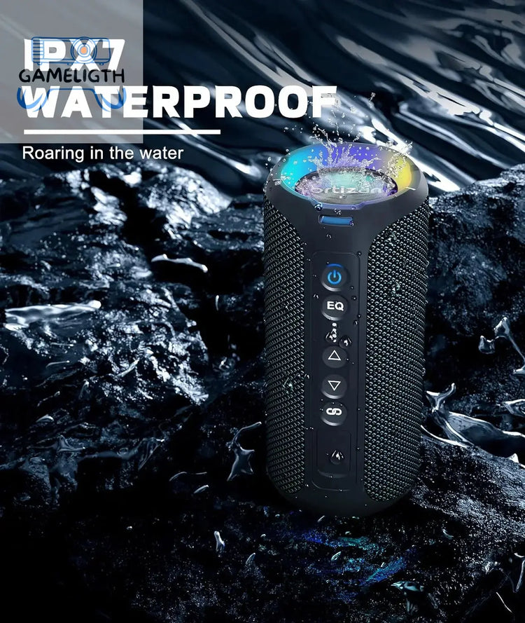 Ortizan X8 Pro Bluetooth Speaker Portable with 40W Stereo Sound,Rich Bass,IPX7 Waterproof, 30H Playtime, Mixed Color Lights,3 EQ GamesLigth