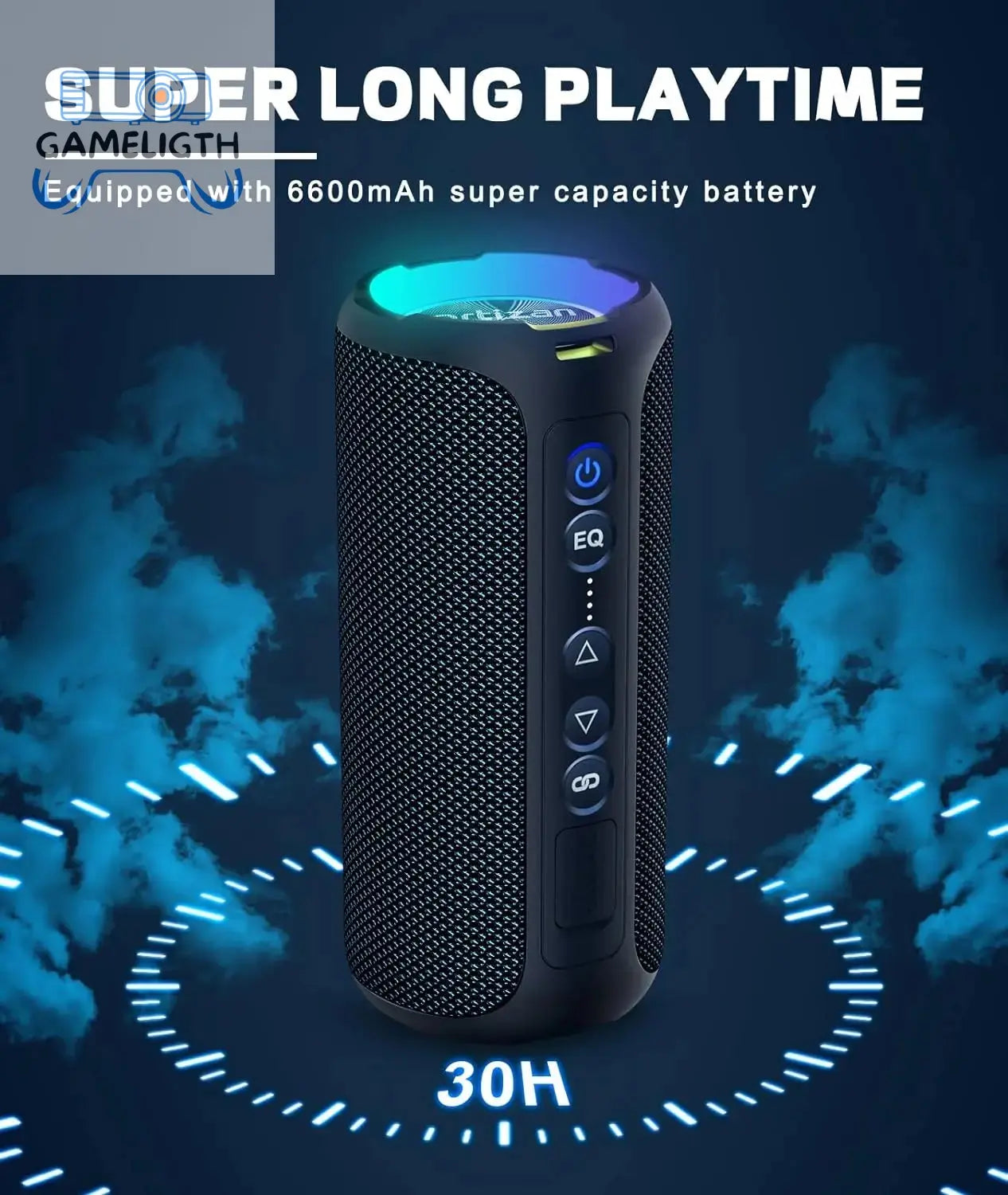 Ortizan X8 Pro Bluetooth Speaker Portable with 40W Stereo Sound,Rich Bass,IPX7 Waterproof, 30H Playtime, Mixed Color Lights,3 EQ GamesLigth