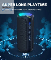 Ortizan X8 Pro Bluetooth Speaker Portable with 40W Stereo Sound,Rich Bass,IPX7 Waterproof, 30H Playtime, Mixed Color Lights,3 EQ GamesLigth