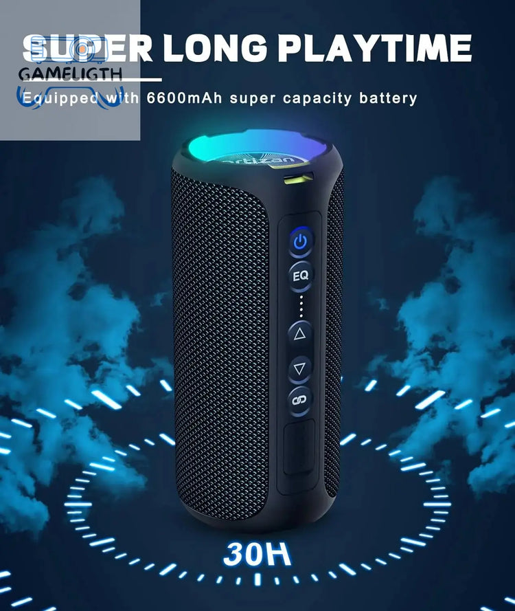 Ortizan X8 Pro Bluetooth Speaker Portable with 40W Stereo Sound,Rich Bass,IPX7 Waterproof, 30H Playtime, Mixed Color Lights,3 EQ GamesLigth