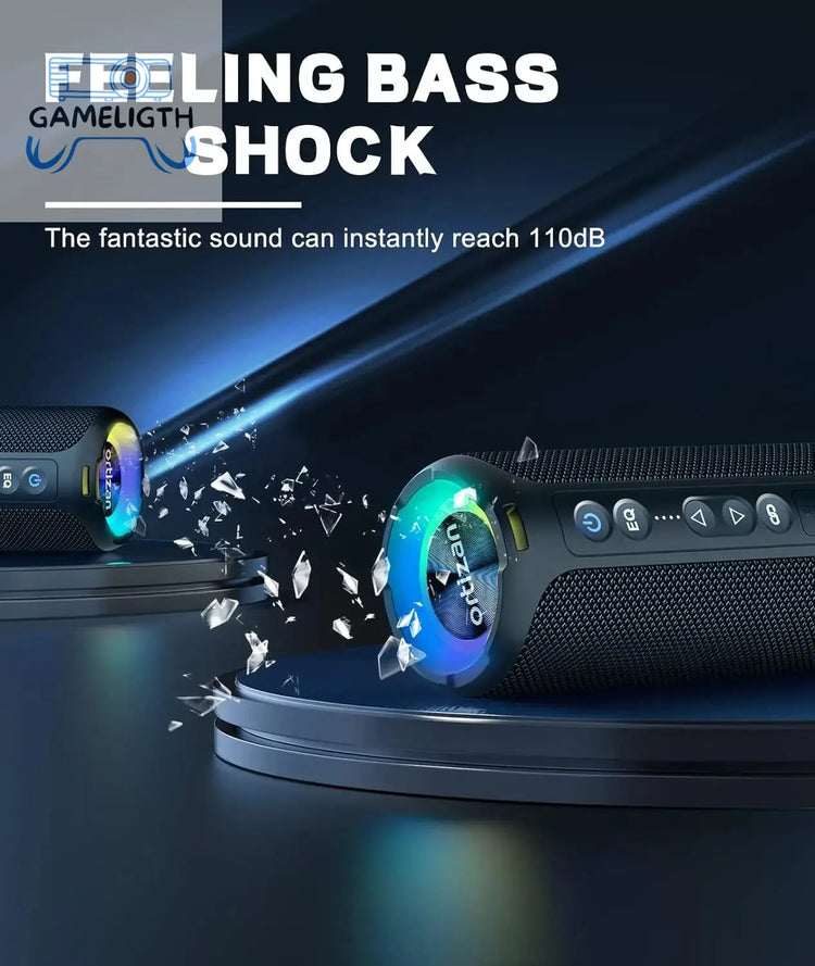 Ortizan X8 Pro Bluetooth Speaker Portable with 40W Stereo Sound,Rich Bass,IPX7 Waterproof, 30H Playtime, Mixed Color Lights,3 EQ GamesLigth