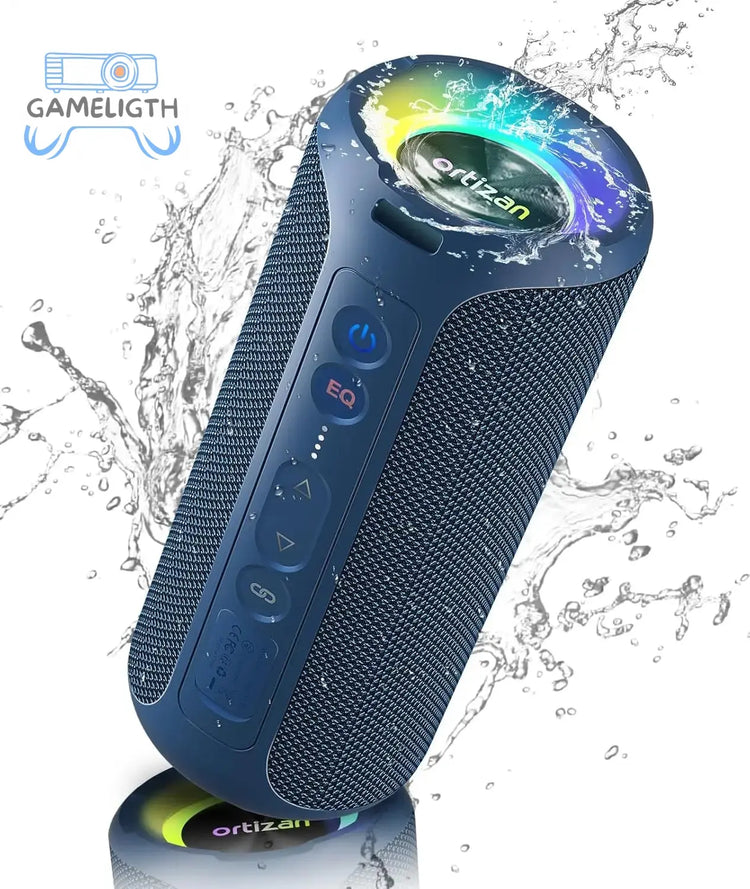 Ortizan X8 Pro Bluetooth Speaker Portable with 40W Stereo Sound,Rich Bass,IPX7 Waterproof, 30H Playtime, Mixed Color Lights,3 EQ GamesLigth