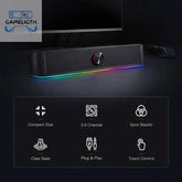 Redragon GS560 Adiemus RGB USB Desktop Soundbar, 2.0 Channel Computer Speaker with Dynamic Lighting Bar Audio-Light Sync/Display GamesLigth