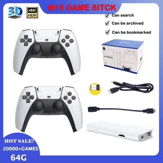 Video Game Stick M15 pro Console 2.4G Dual Wireless Controller 20000 games Retro