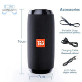 T&G TG117 Portable Bluetooth Speaker Outdoor Wireless Woofer Free Call /FM/TF Card/USB Flash Drive Connect Mobile Phone/Tablet GamesLigth