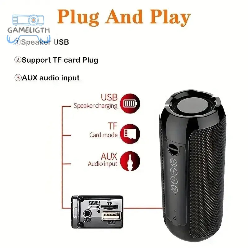 T&G TG117 Portable Bluetooth Speaker Outdoor Wireless Woofer Free Call /FM/TF Card/USB Flash Drive Connect Mobile Phone/Tablet GamesLigth