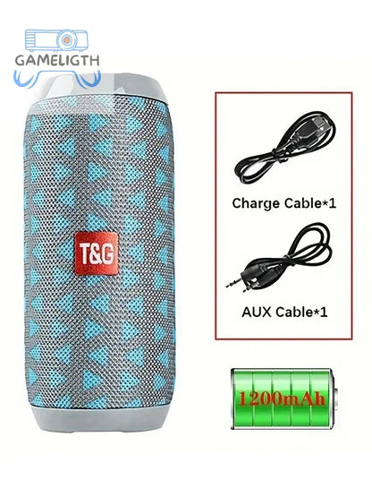 T&G TG117 Portable Bluetooth Speaker Outdoor Wireless Woofer Free Call /FM/TF Card/USB Flash Drive Connect Mobile Phone/Tablet GamesLigth